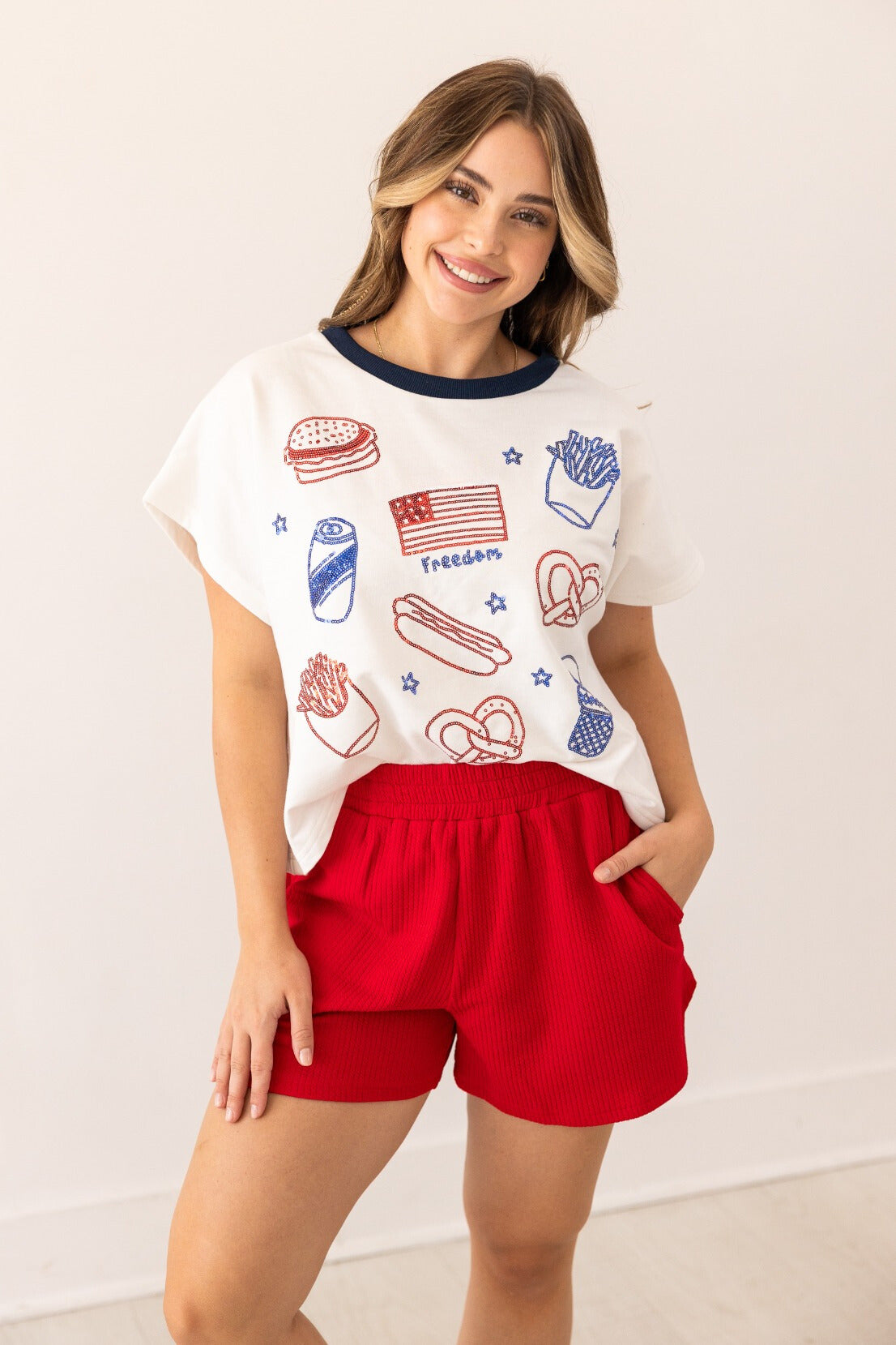 "Freedom" Sequin Embroidered Top