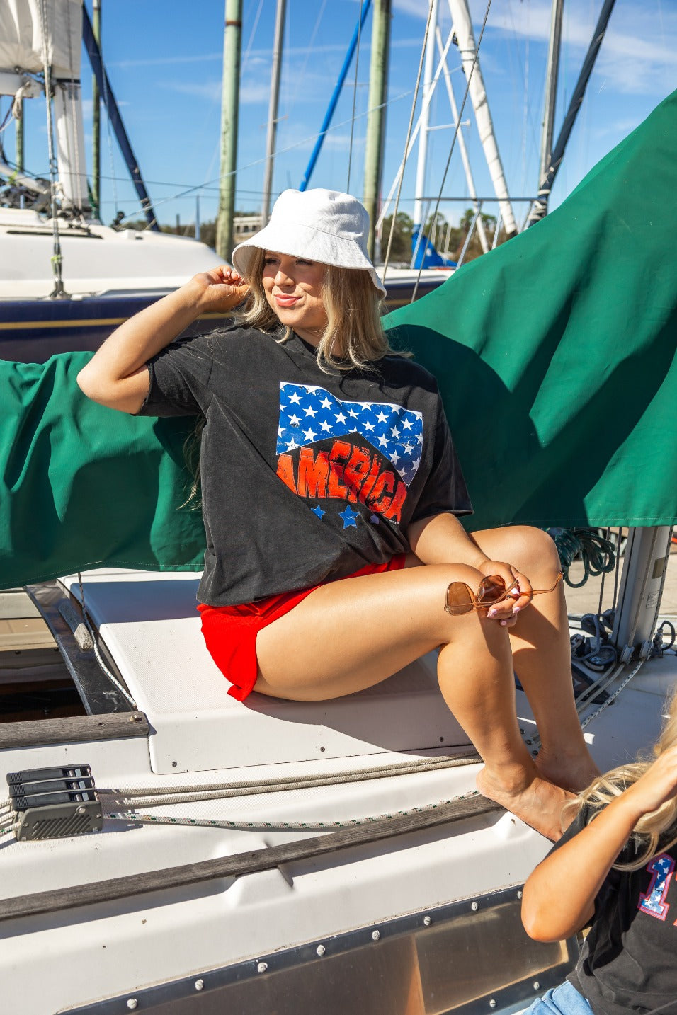 America On Black Wash Relaxed Fit Tee