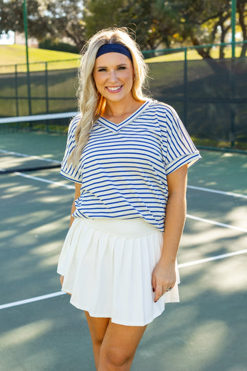 The Lucy Stripe Top, Blue