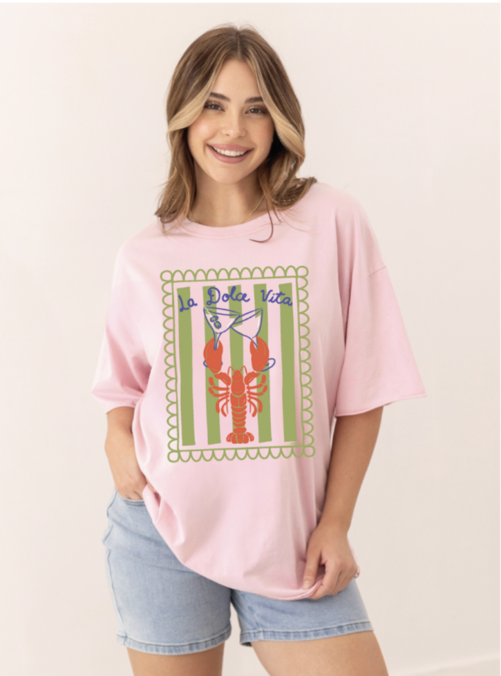 Dolce Vita on Pink Tee Shirt