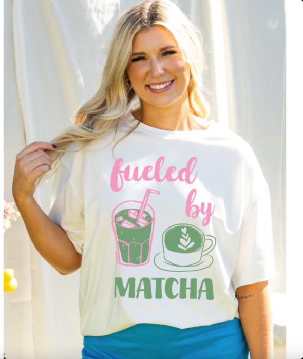 Fueled by Matcha on White Tee Shirt