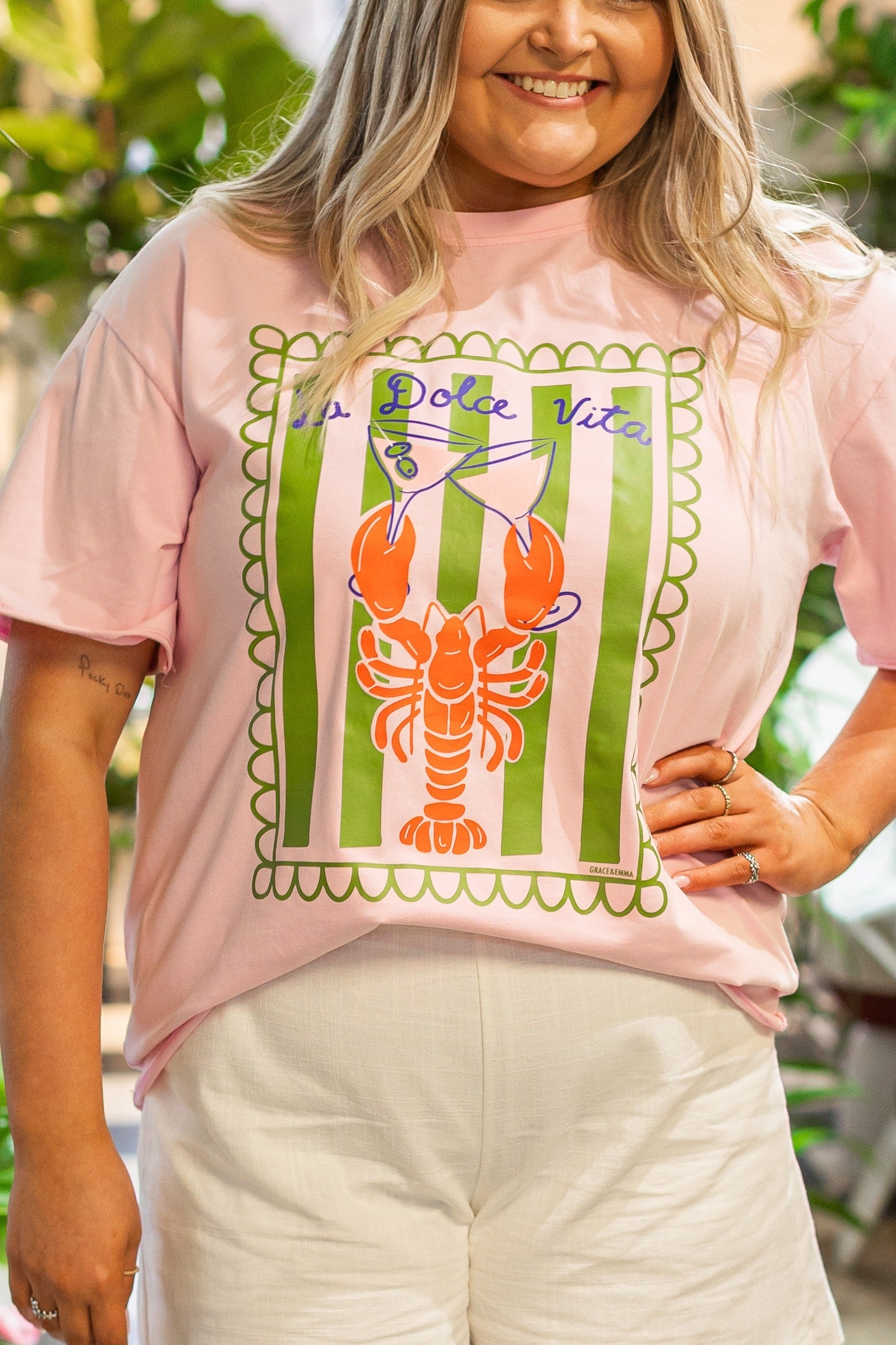 Dolce Vita on Pink Tee Shirt