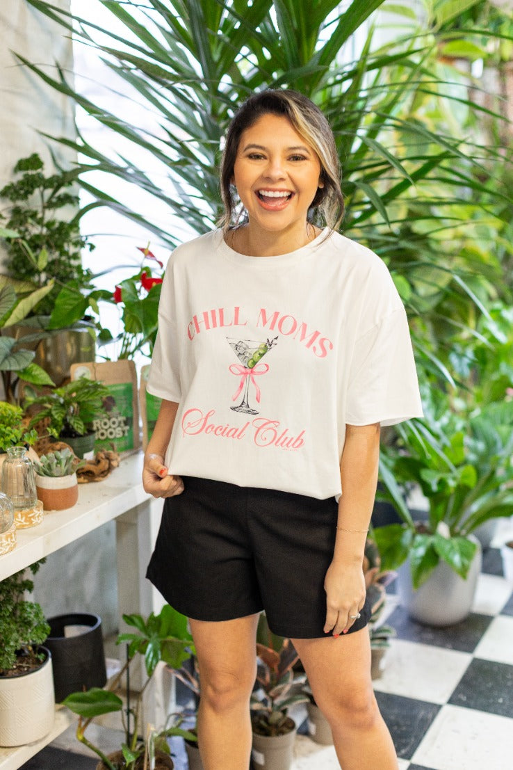 Chill Moms Social Club on White Tee Shirt