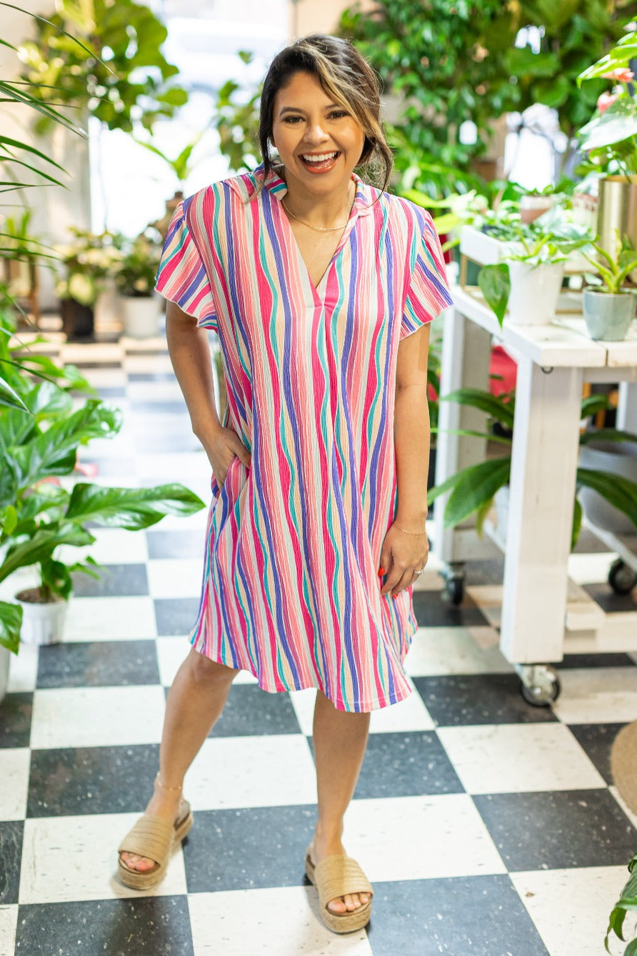 The Nicole Dress, Abstract Stripe