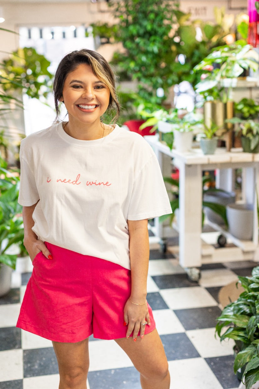 I Need Wine On White True Fit Tee