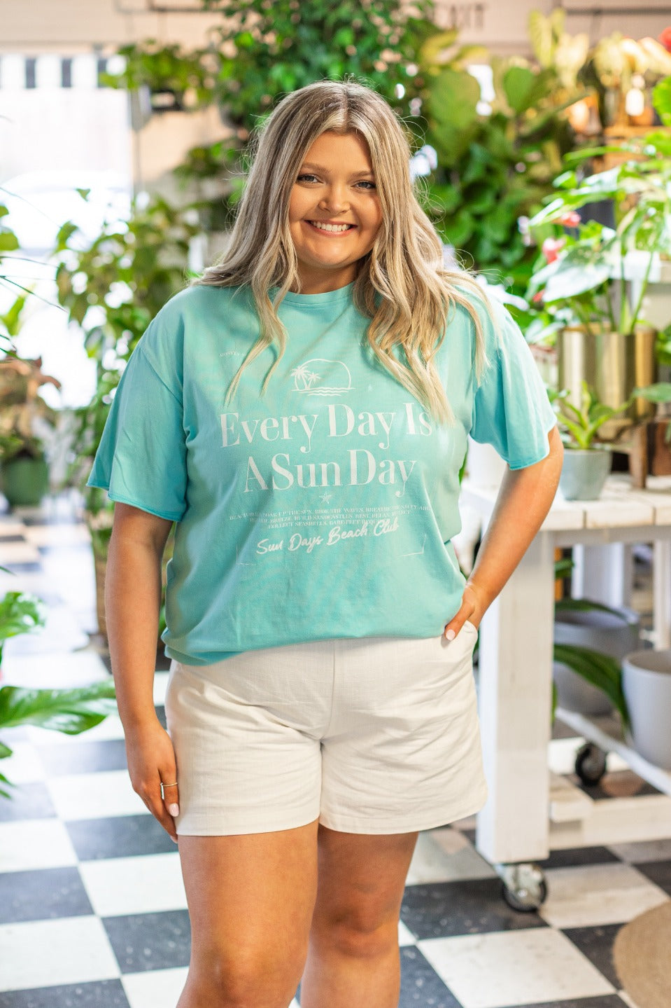 Every Day Is Sun Day On Turquoise Relaxed Fit Tee