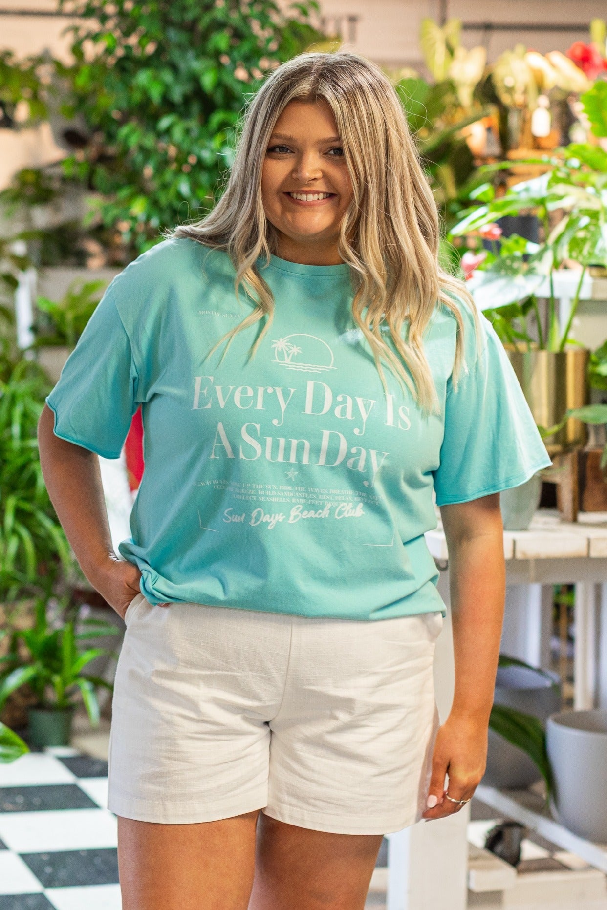 Every Day Is Sun Day On Turquoise Relaxed Fit Tee