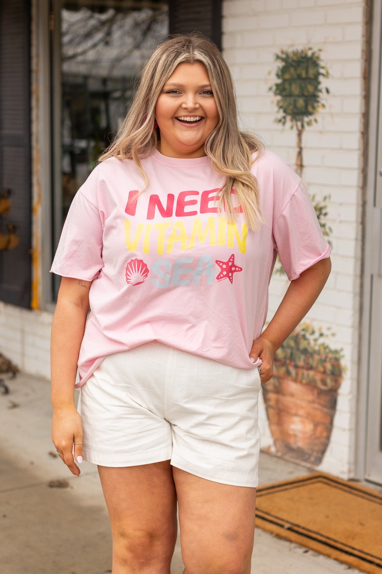 I Need Vitamin Sea On Pink Relaxed Fit Tee