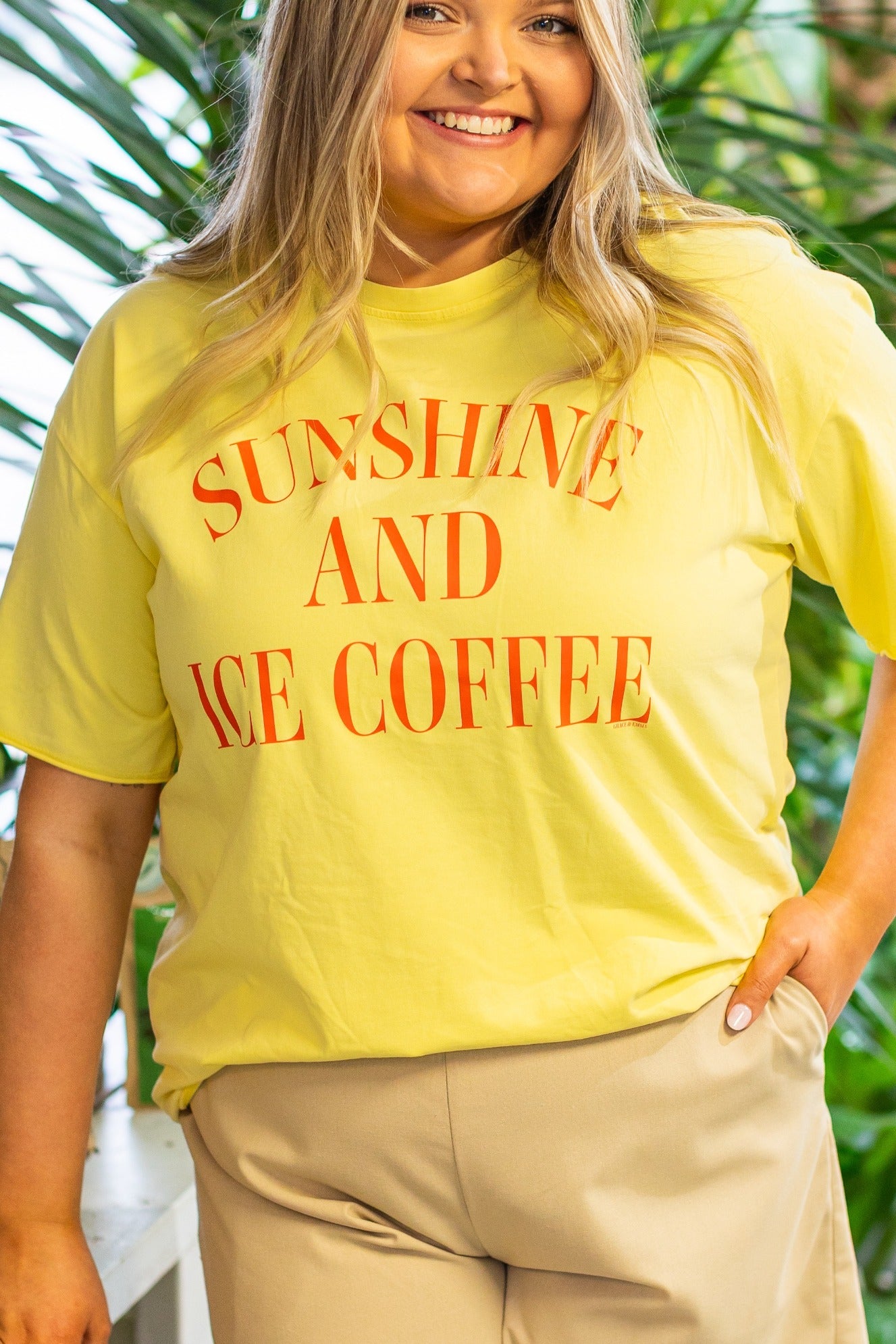Sunshine & Ice Coffee On Yellow Relaxed Fit Tee