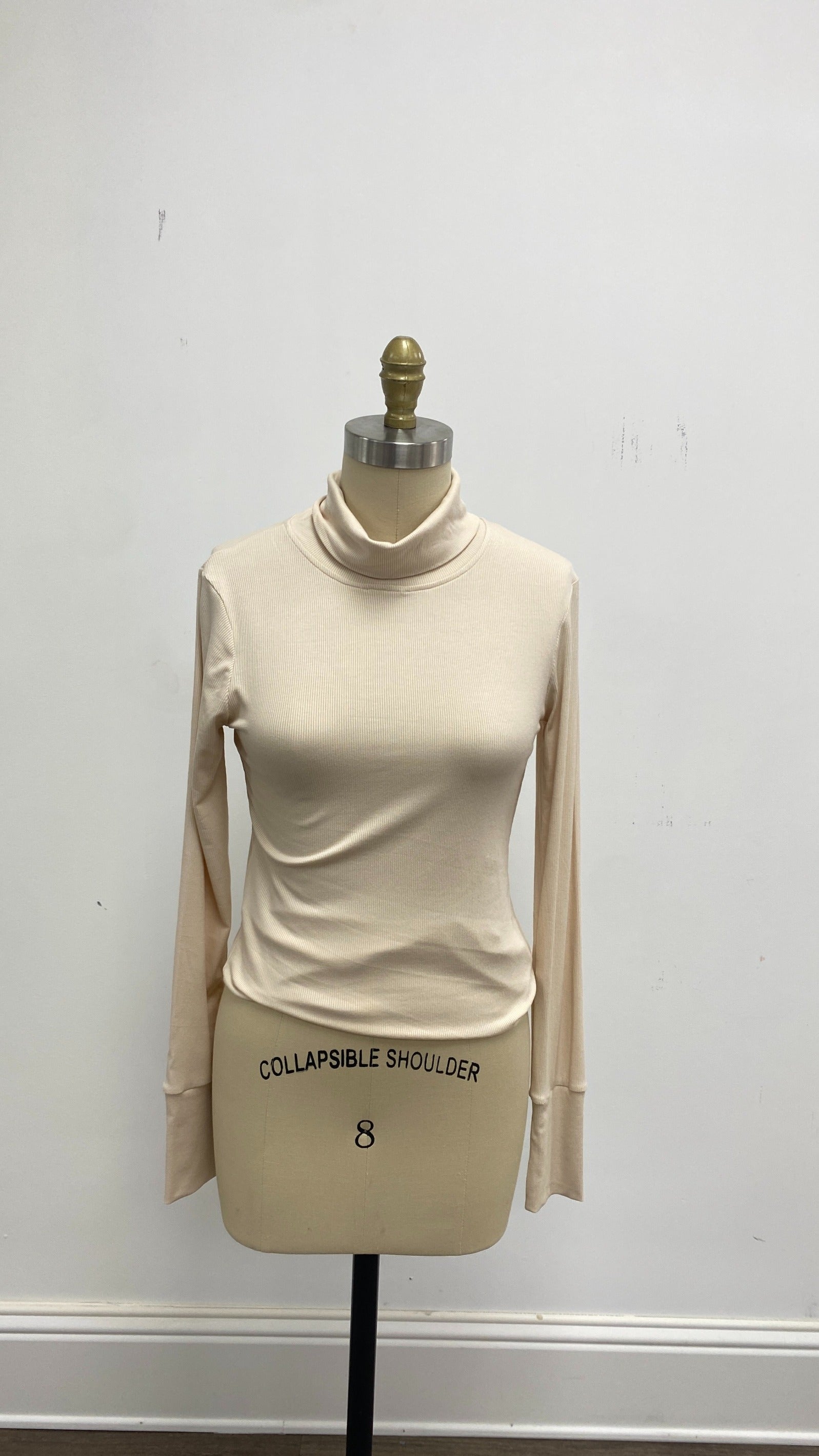 Ribbed Mock Neck, Ivory