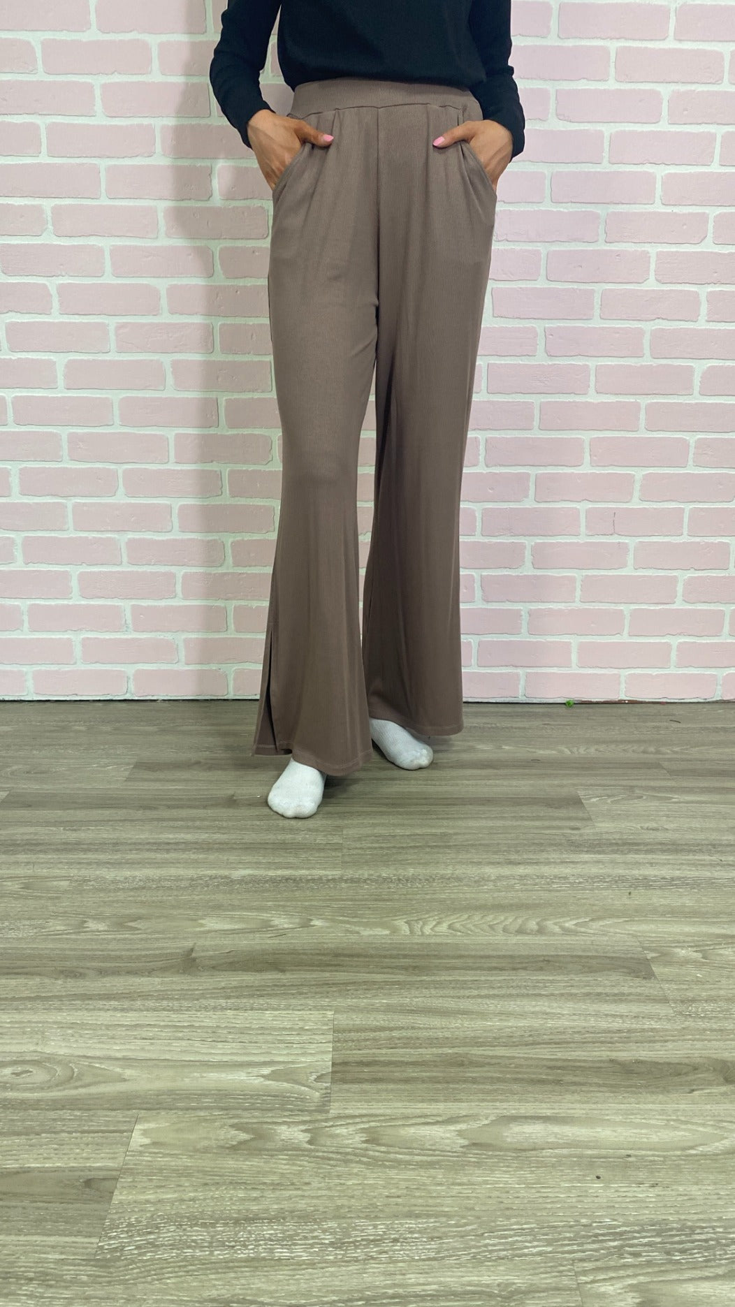 Ribbed Lounge Pants, Brown