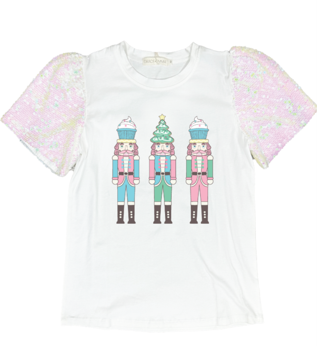 Pastel Nutcrackers on Princess Top, White