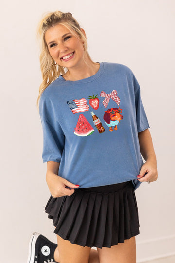 All American on Blue Tee