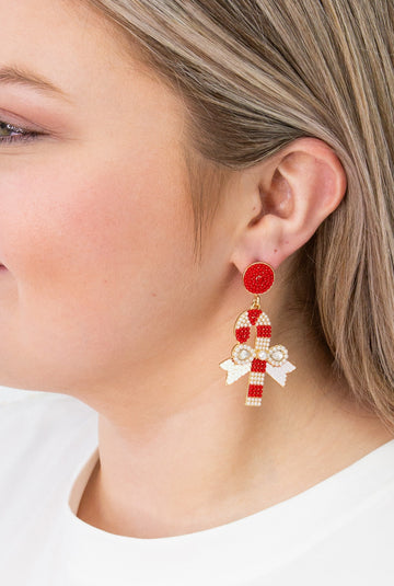 Bow Candy Cane Earrings