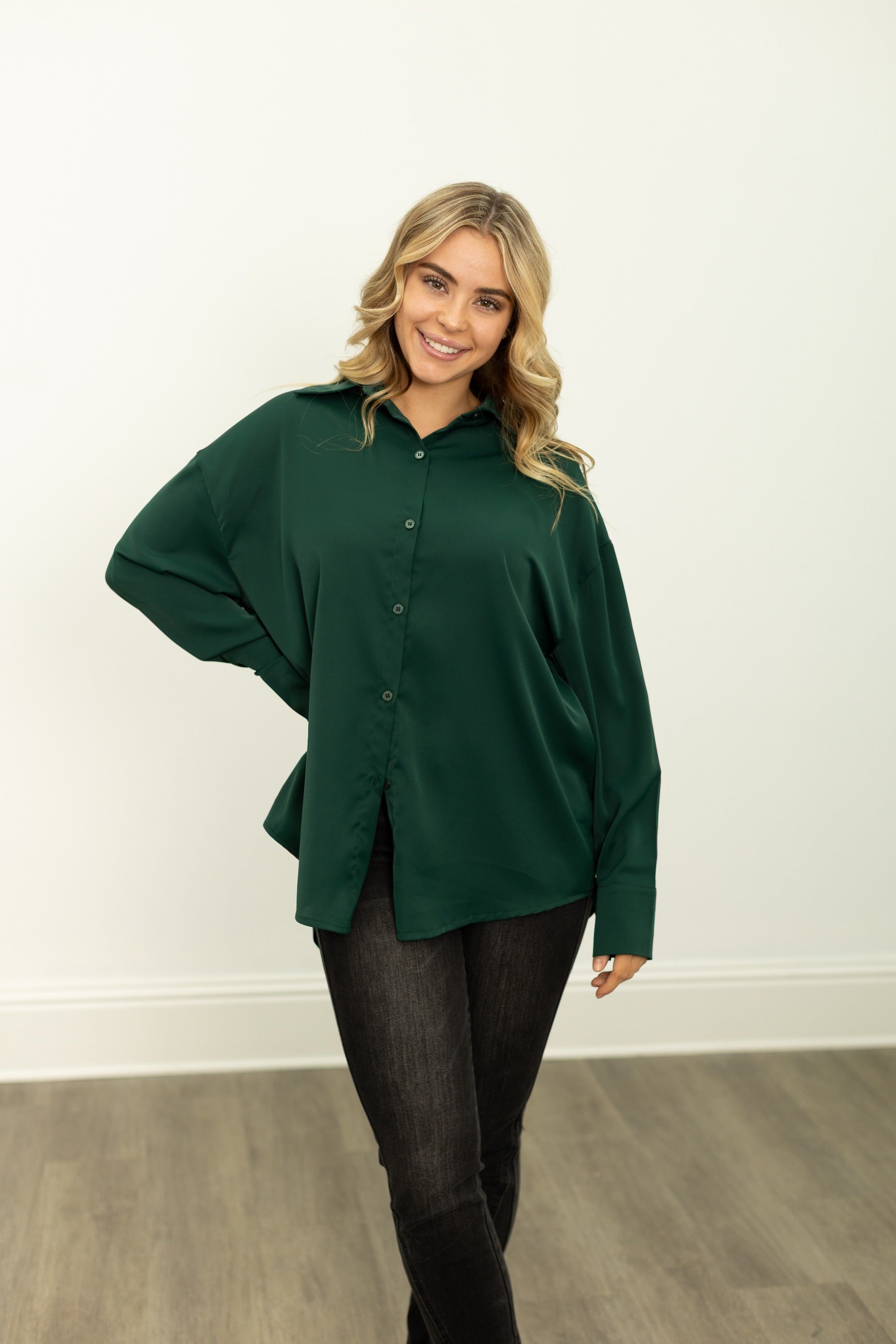 The Kathryn Button-Up, Forest Green