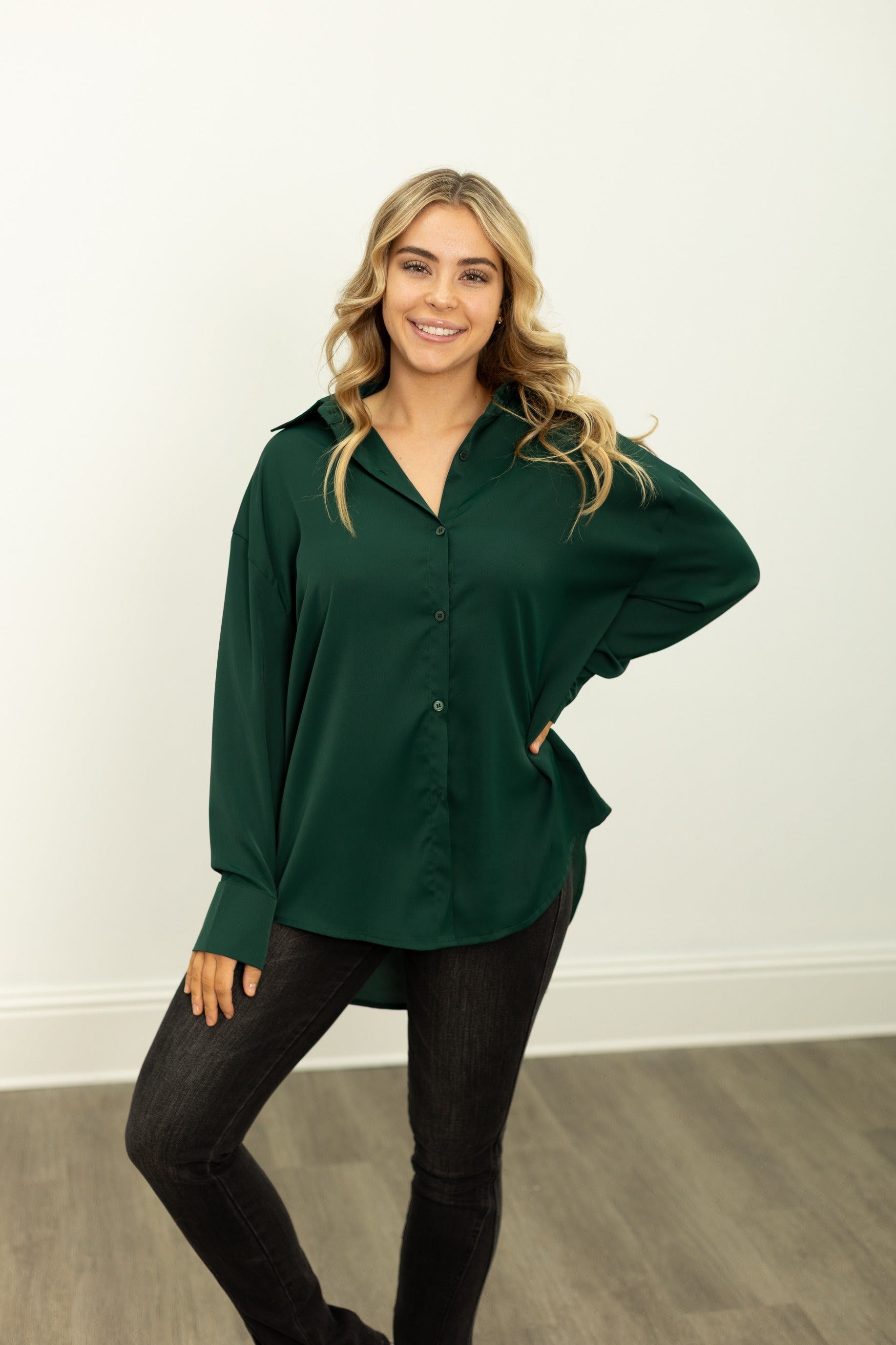The Kathryn Button-Up, Forest Green
