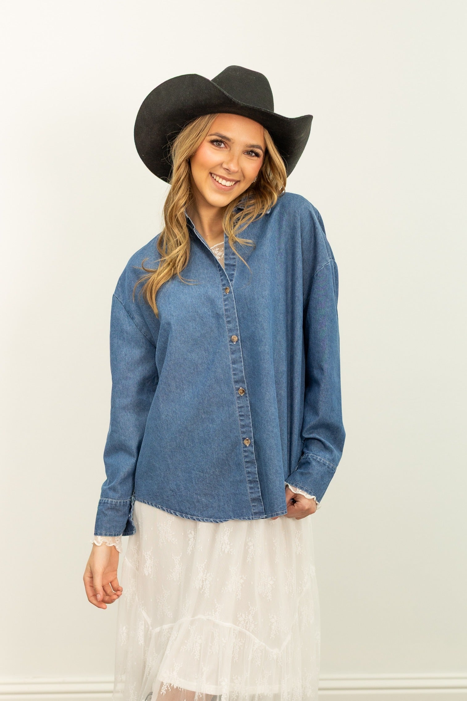 Kathryn Classic Button-Up, Chambray