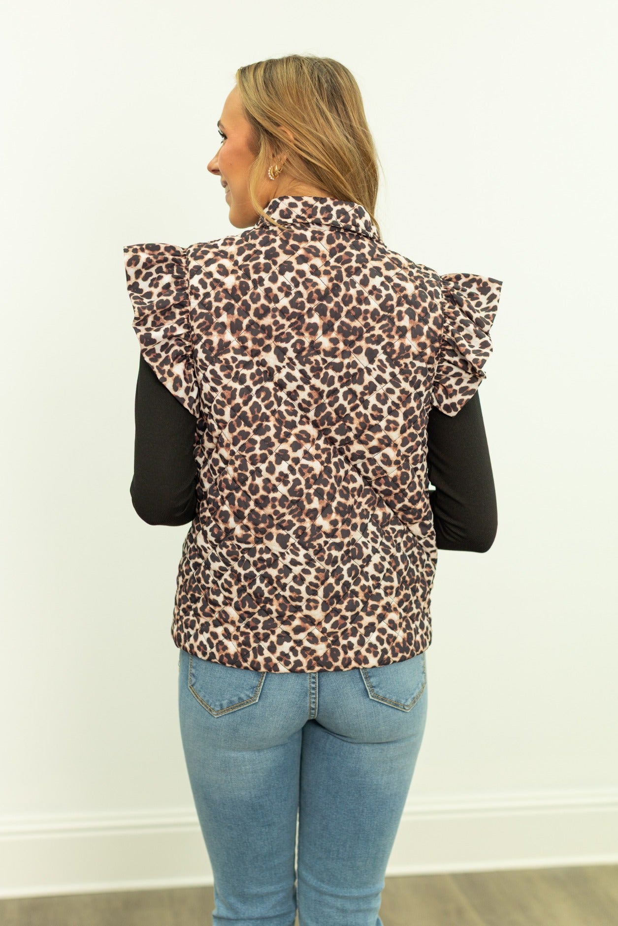 Quilted Puffer Vest, Leopard