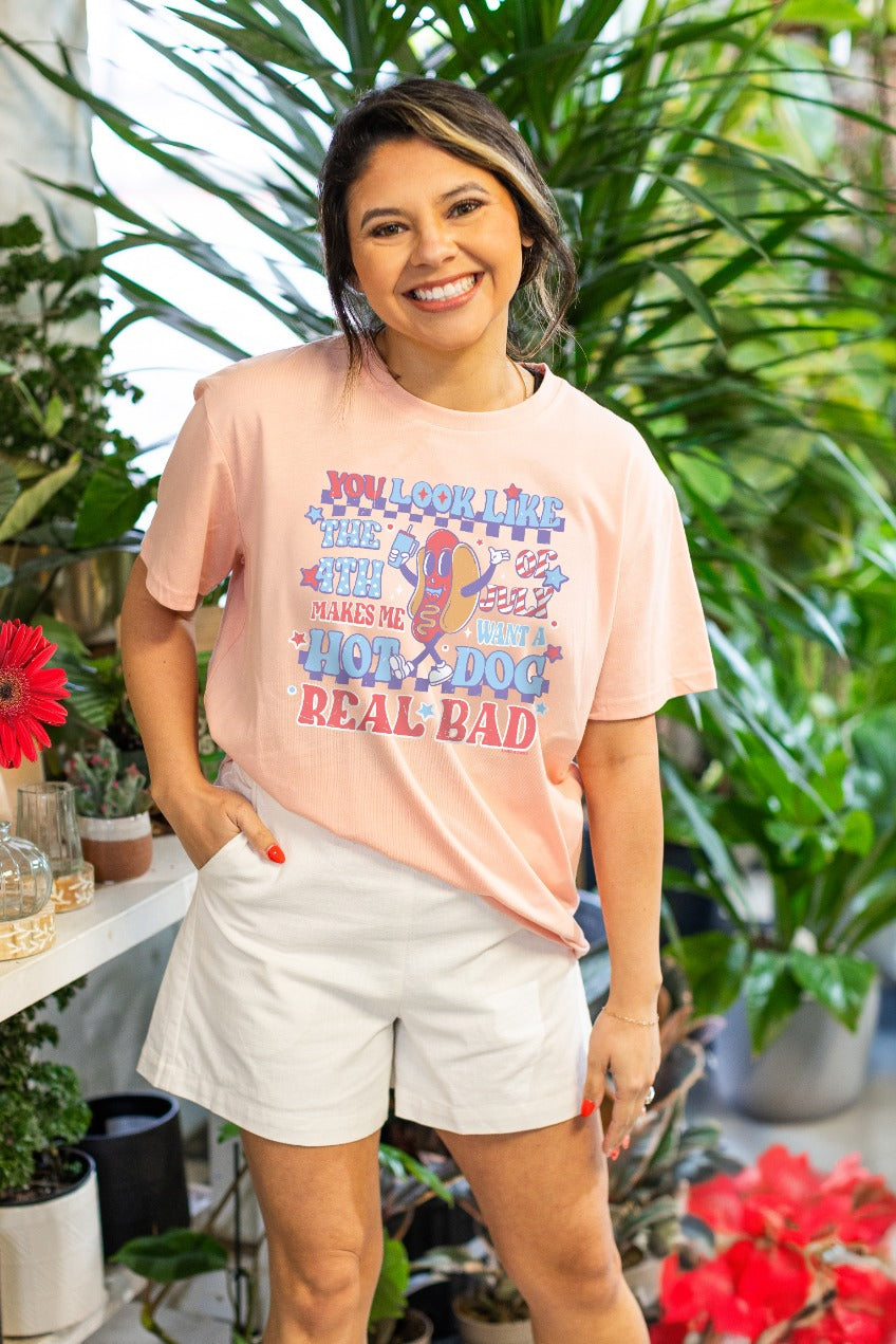 "You Look Like" on Pink Tee Shirt Blank