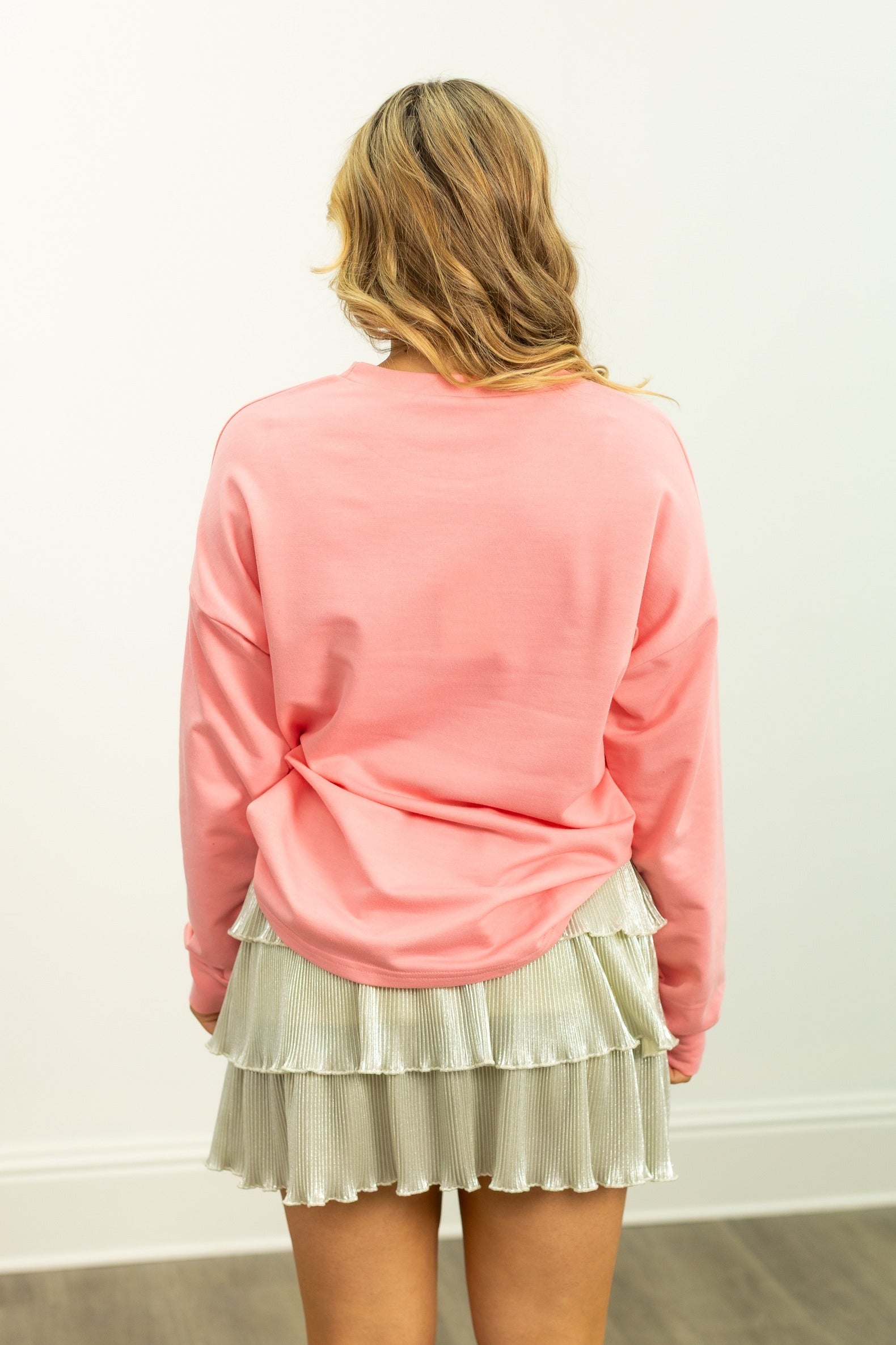 Sweet Christmas Ornaments on French Terry Crewneck, Pink