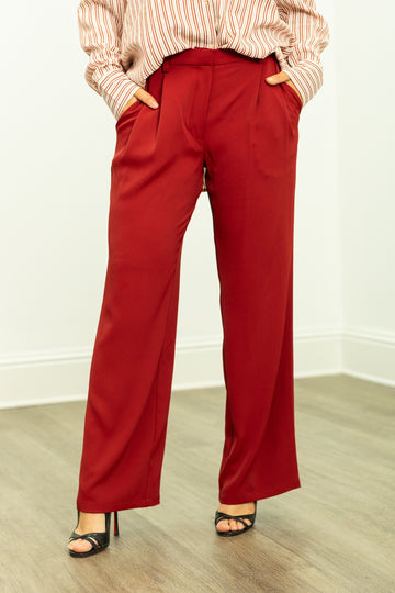 Pleat-Front Trousers, Maroon