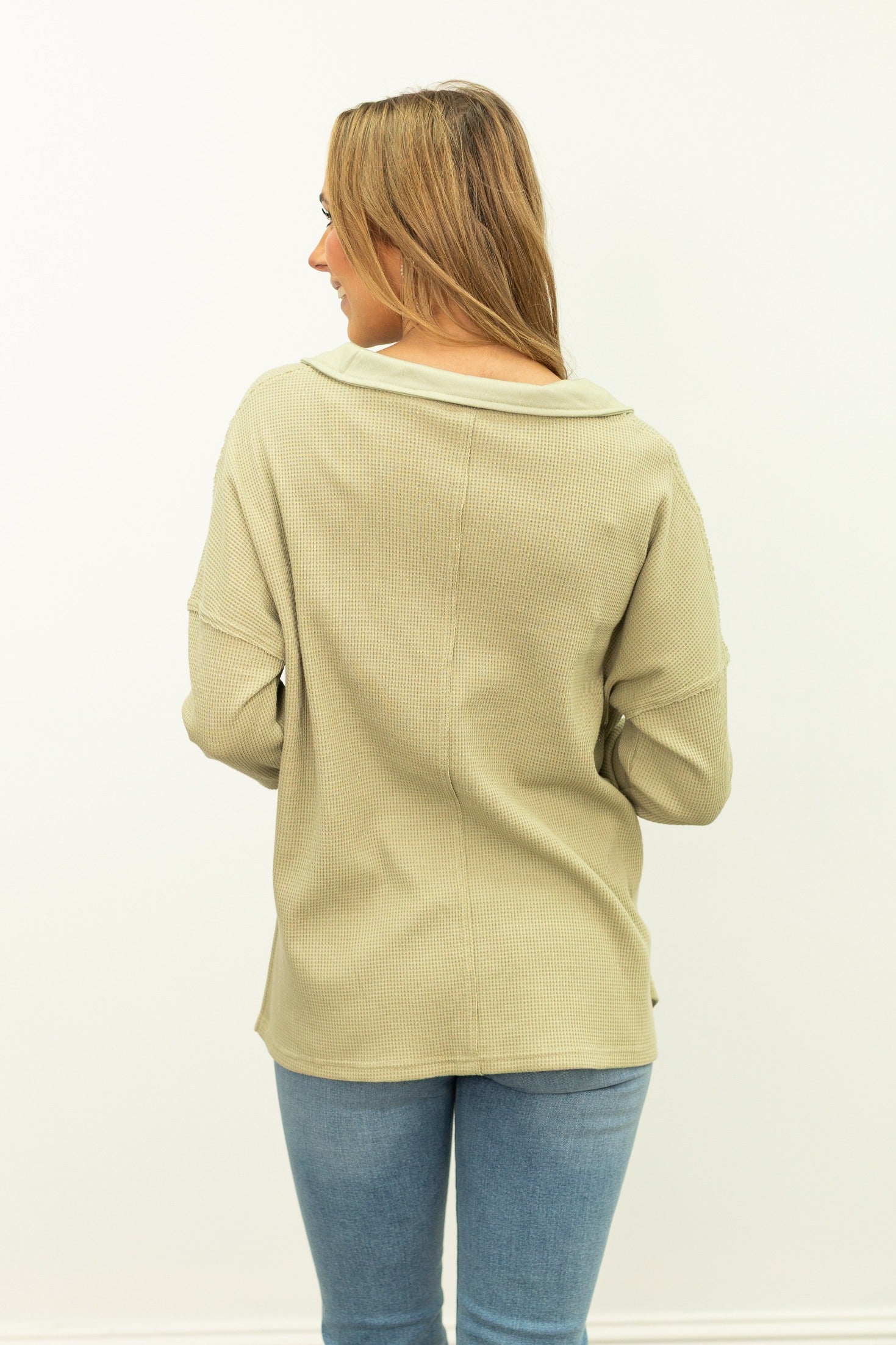 Waffle Knit Top, Sage
