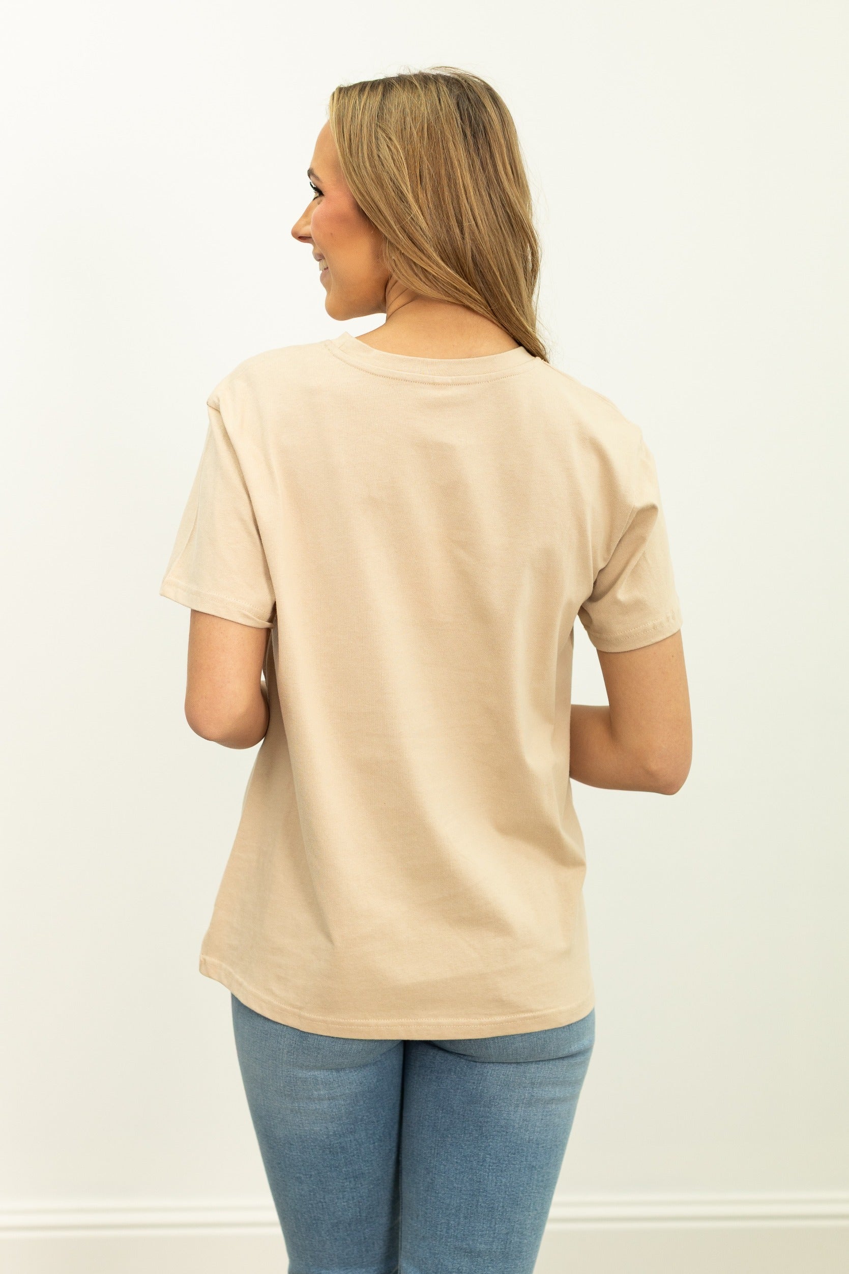 Vino on Beige Tee Shirt