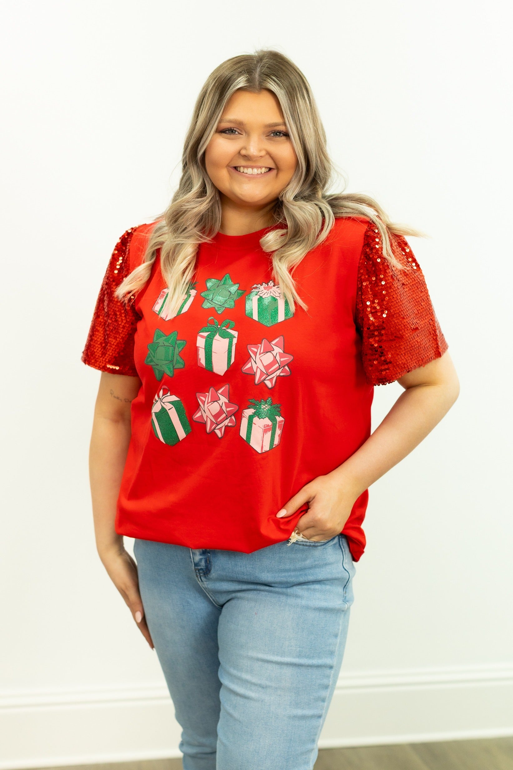 Christmas Presents on Princess Top, Red