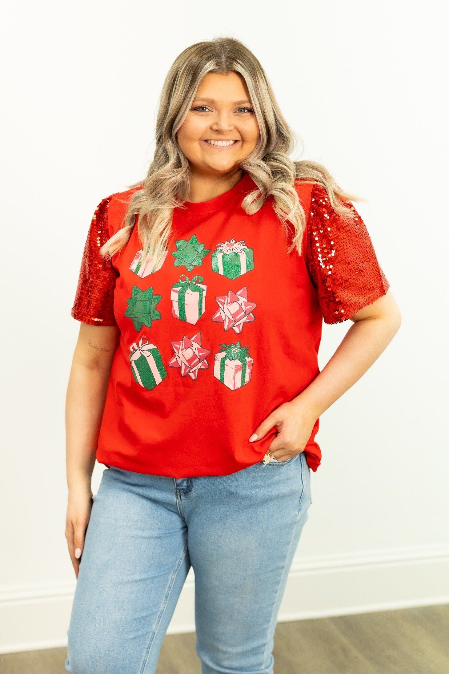 Christmas Presents on Princess Top, Red