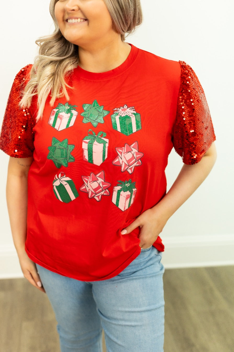 Christmas Presents on Princess Top, Red