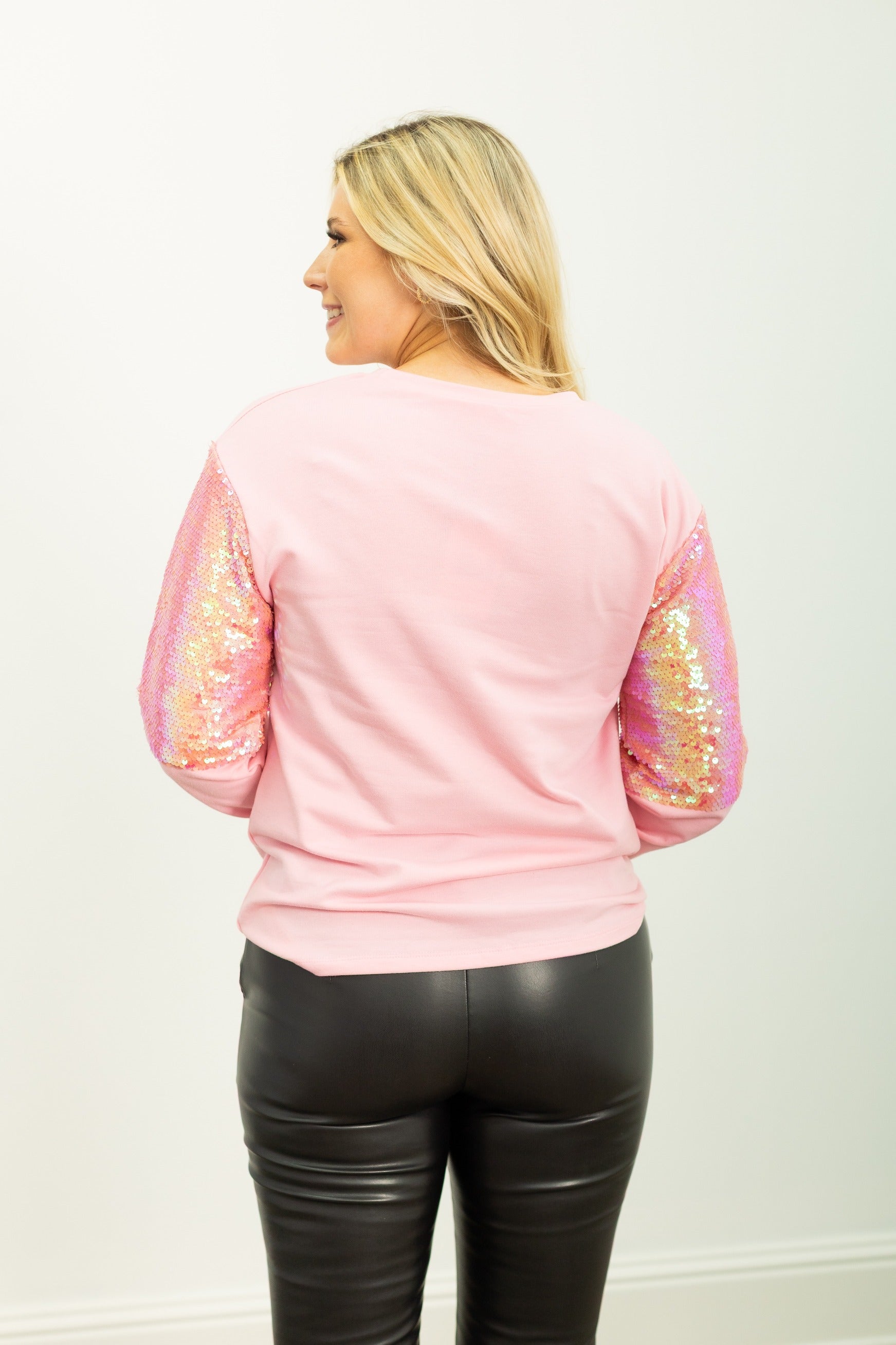Candy Skull on Long-Sleeve Top, Pink