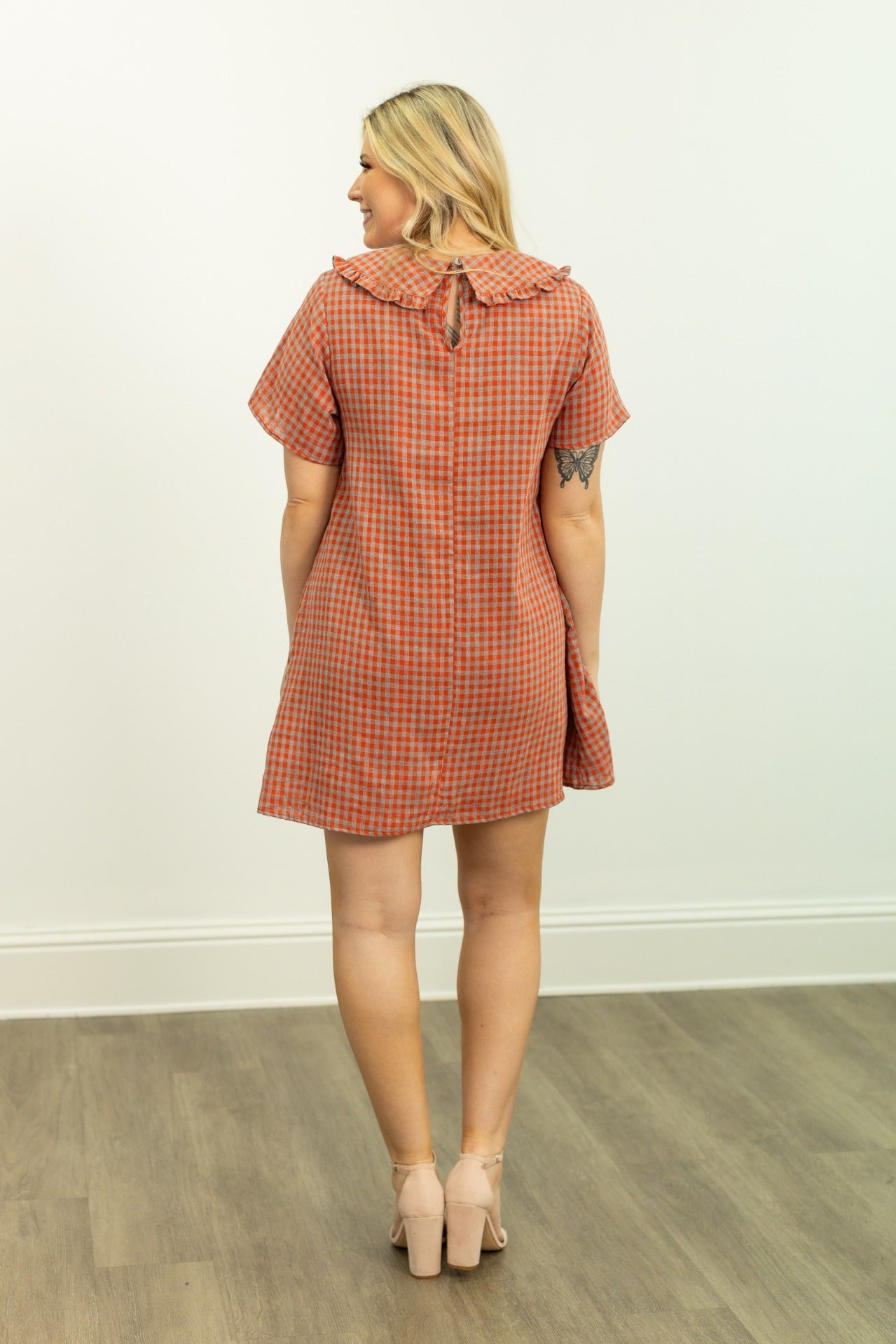 Orange and Grey Gingham Dress Grey / S Orange and Grey Gingham Dress Grey / S