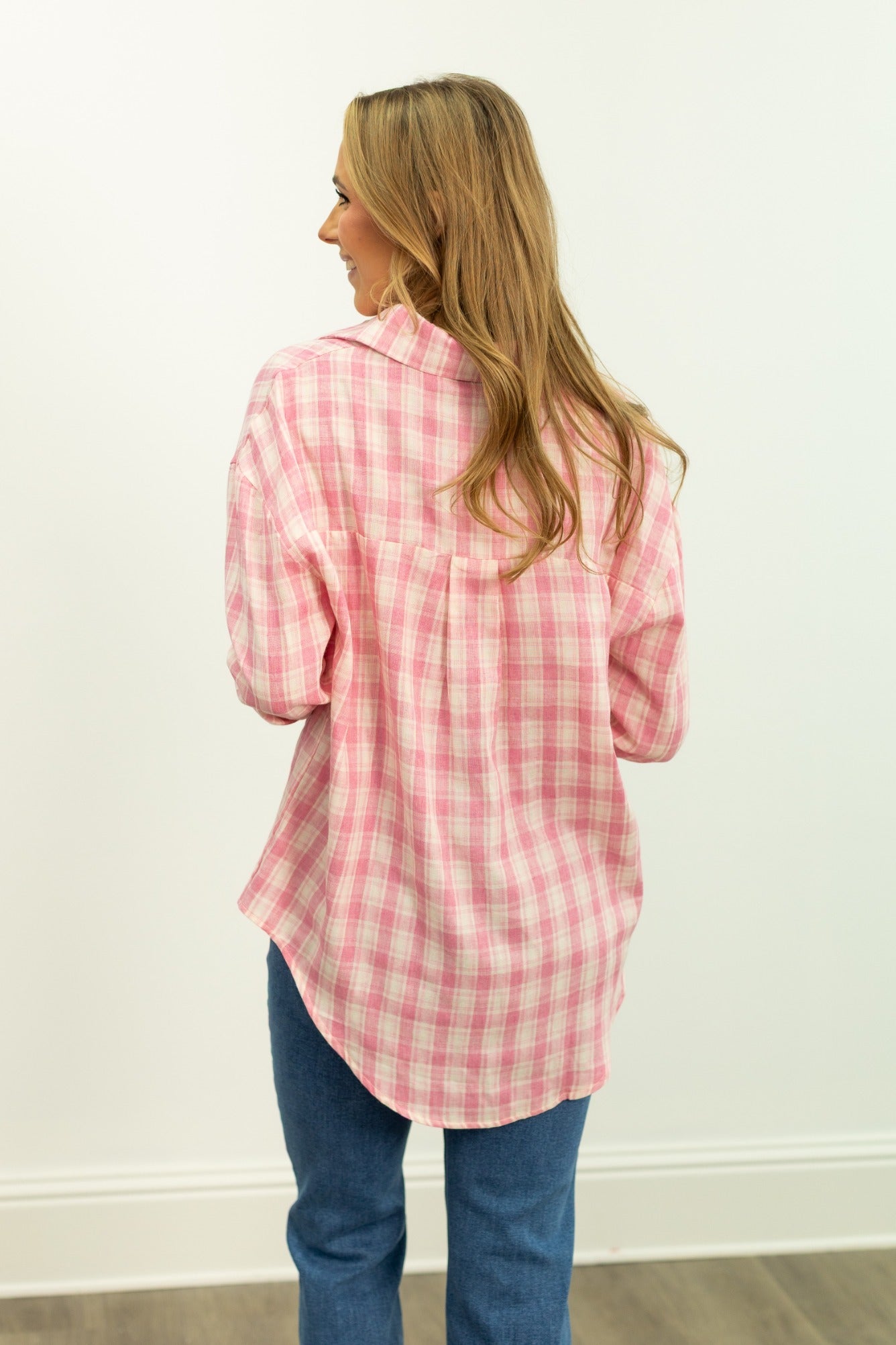 The Kathryn Button-Up, Pink Plaid