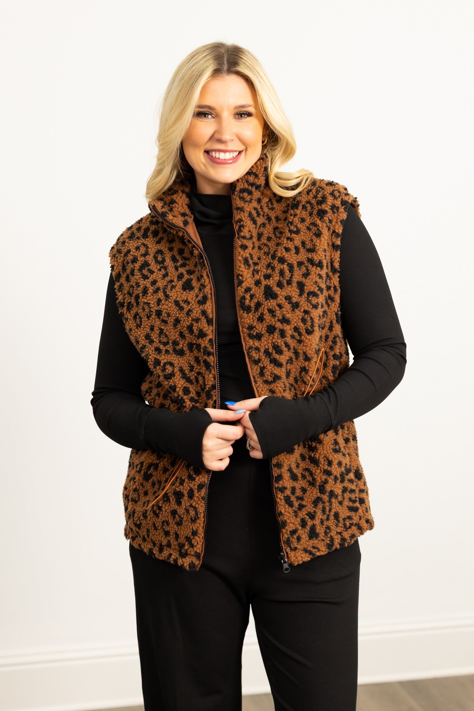 Sherpa Reversible Zip Vest, Leopard