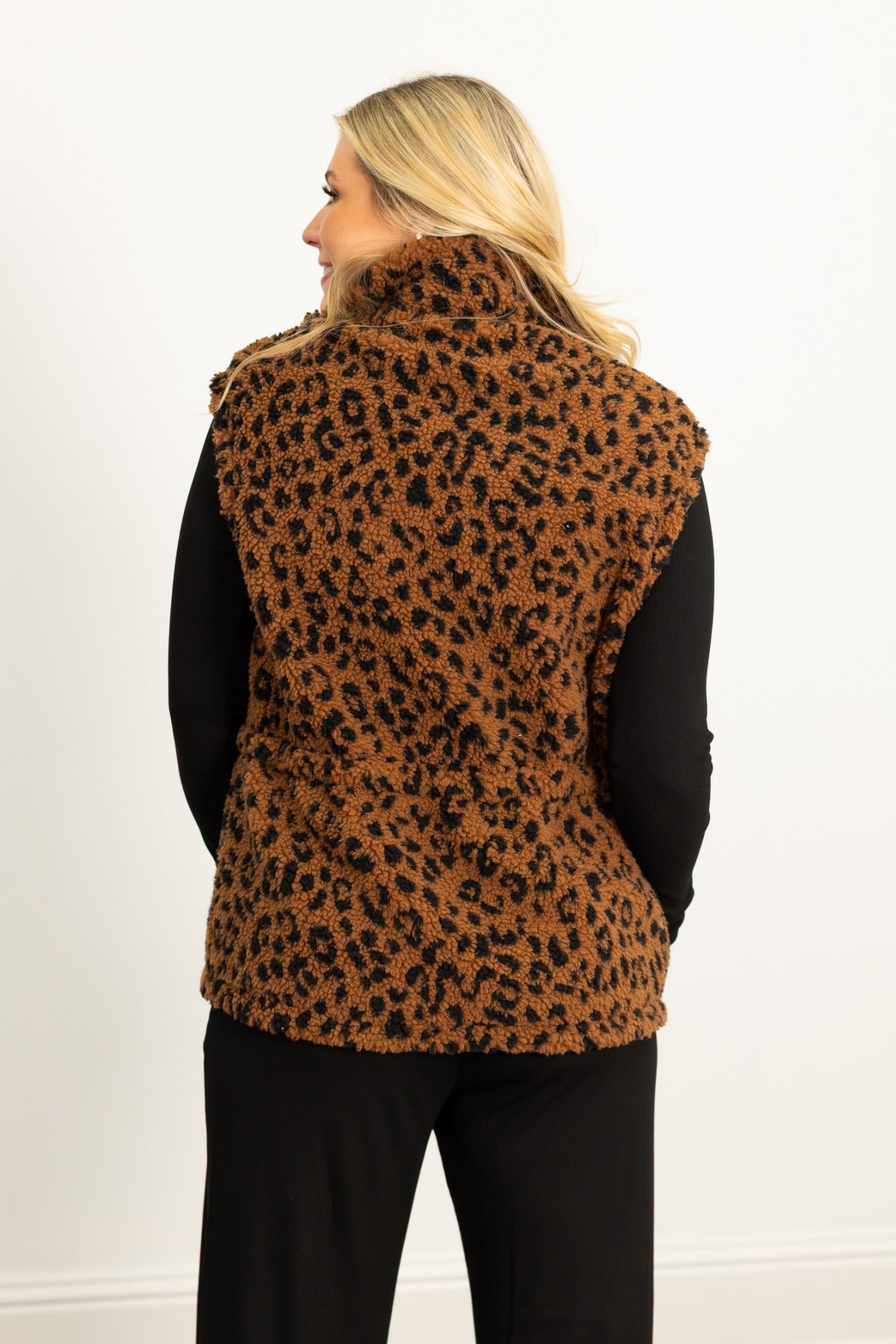 Sherpa Reversible Zip Vest, Leopard