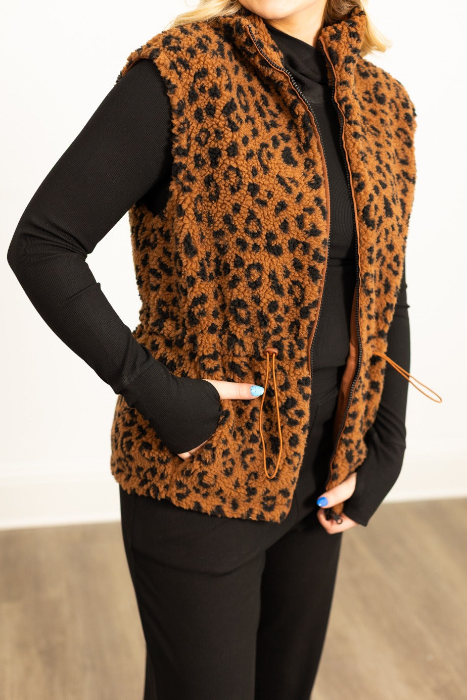 Sherpa Reversible Zip Vest, Leopard