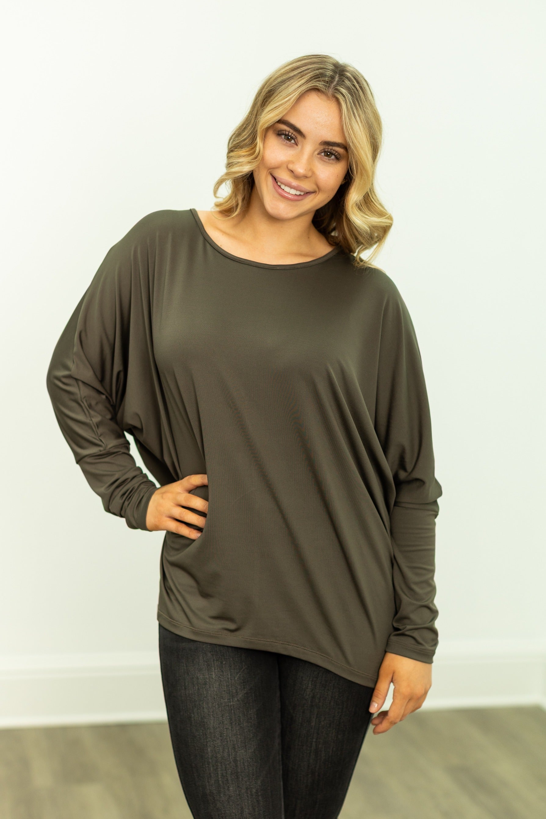 Long-sleeve Crewneck, Olive