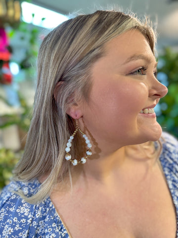 White Beaded Earrings