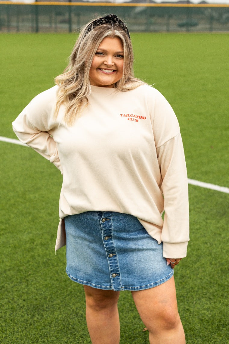 Tailgating Club Micro Fleece Crewneck, Ivory