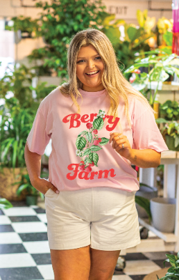 Berry Farm on Pink Tee Shirt