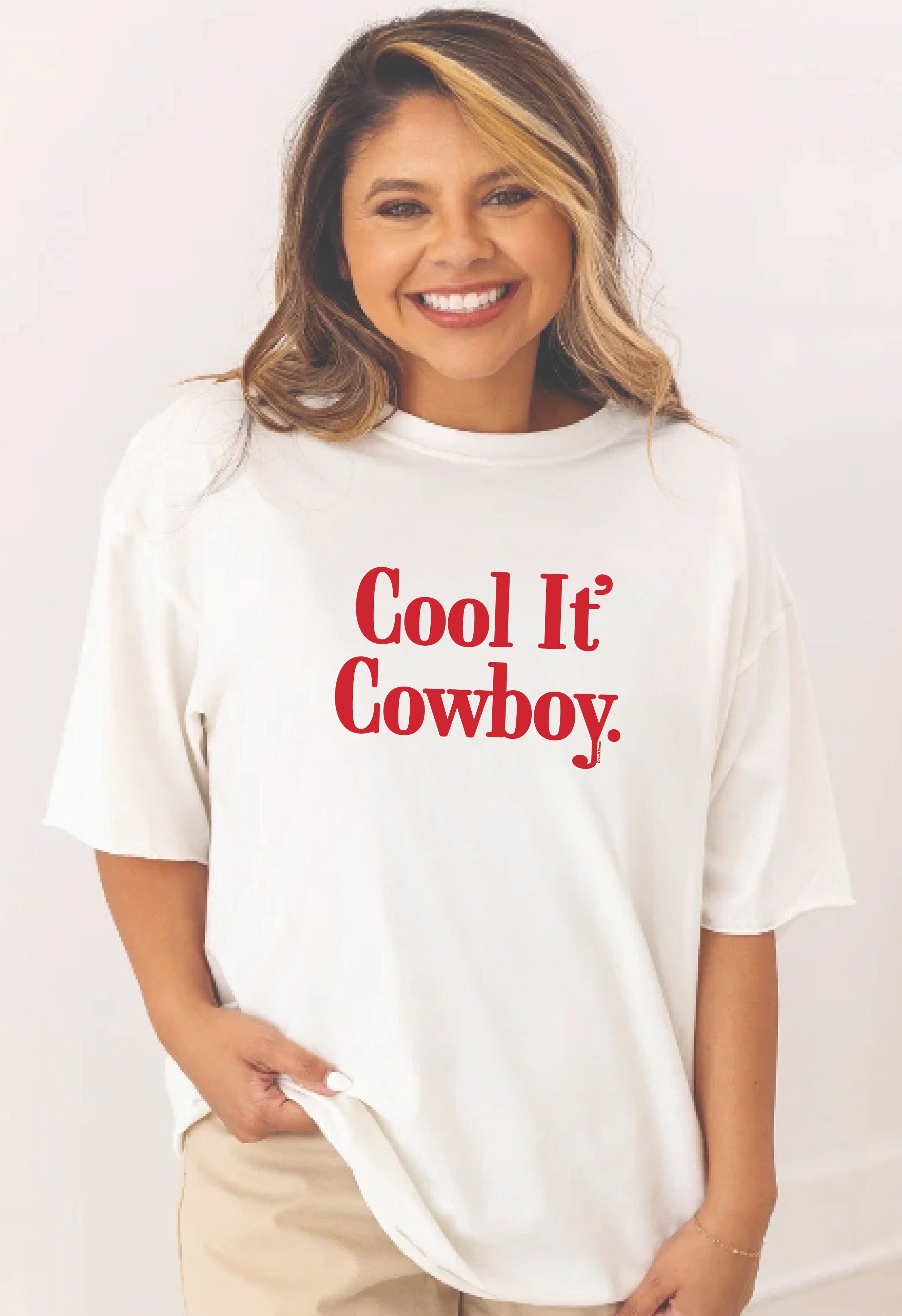Cool It' Cowboy on White Tee Shirt