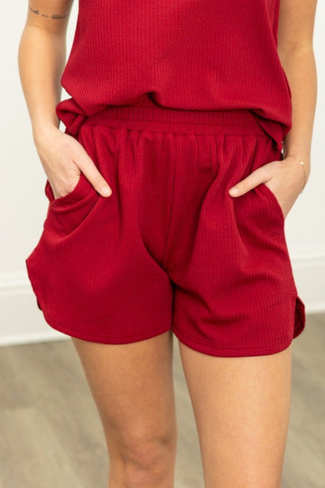 Maroon Knit Shorts
