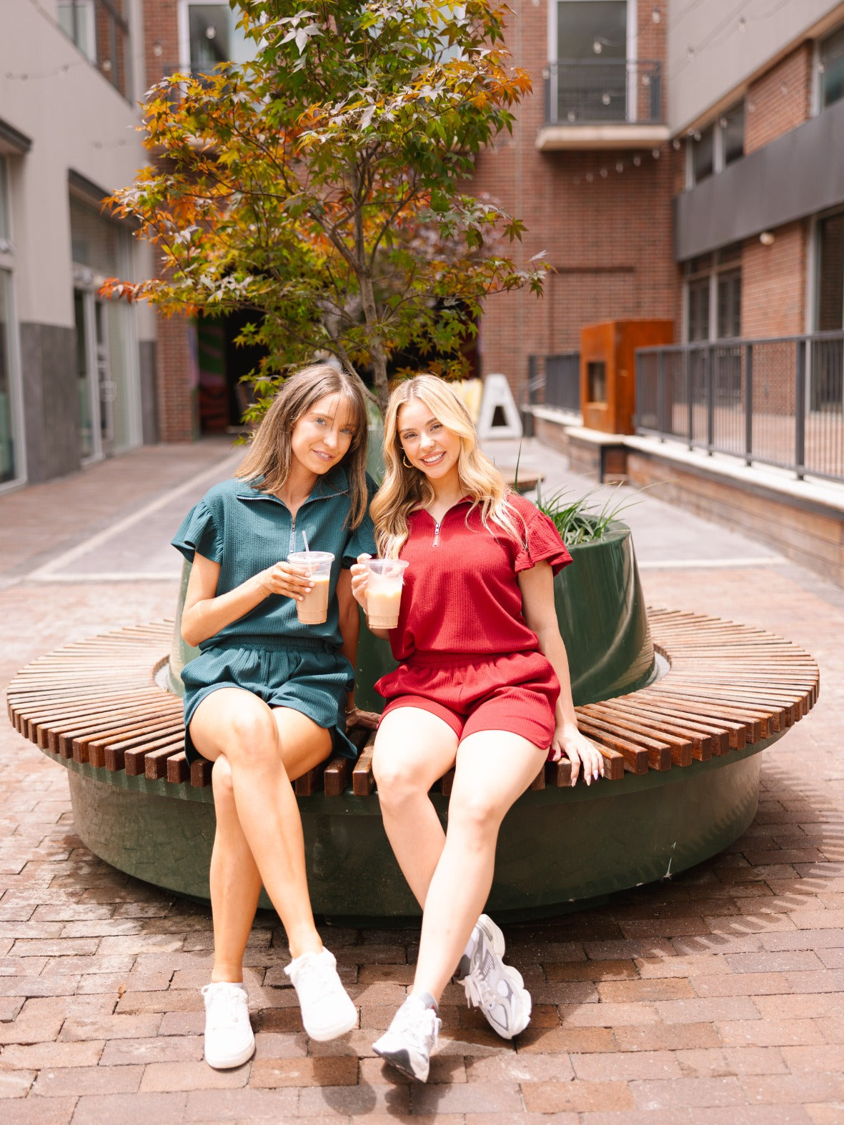 Forest Green Quarter Zip with Flutter Sleeves