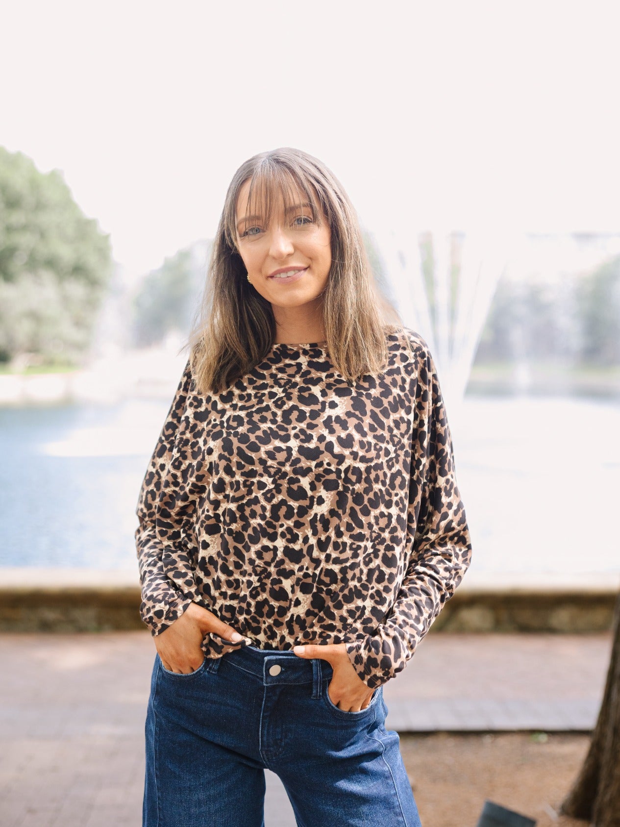 Long-sleeve Crewneck, Leopard