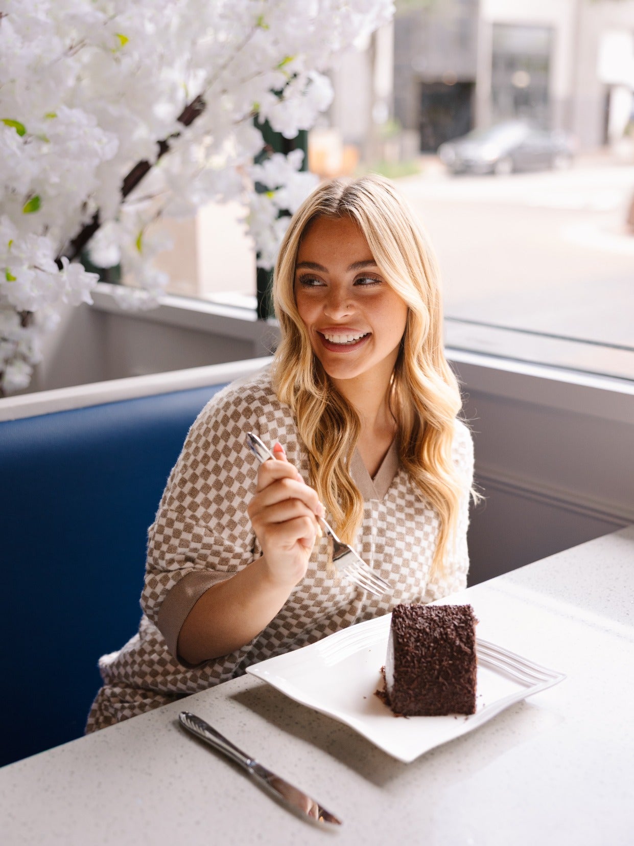 Checkerboard Knit Shorts, Beige