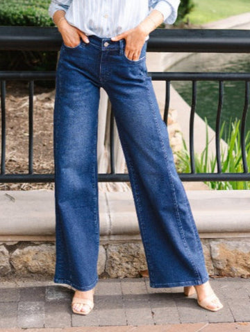 Wide Leg Jeans, Dark Wash