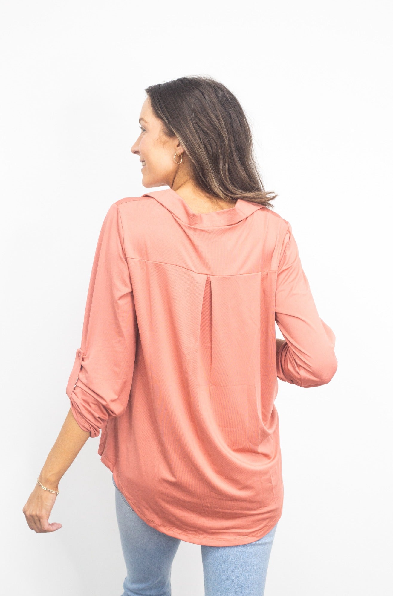 Gemma V-Neck Top, Dark Pink