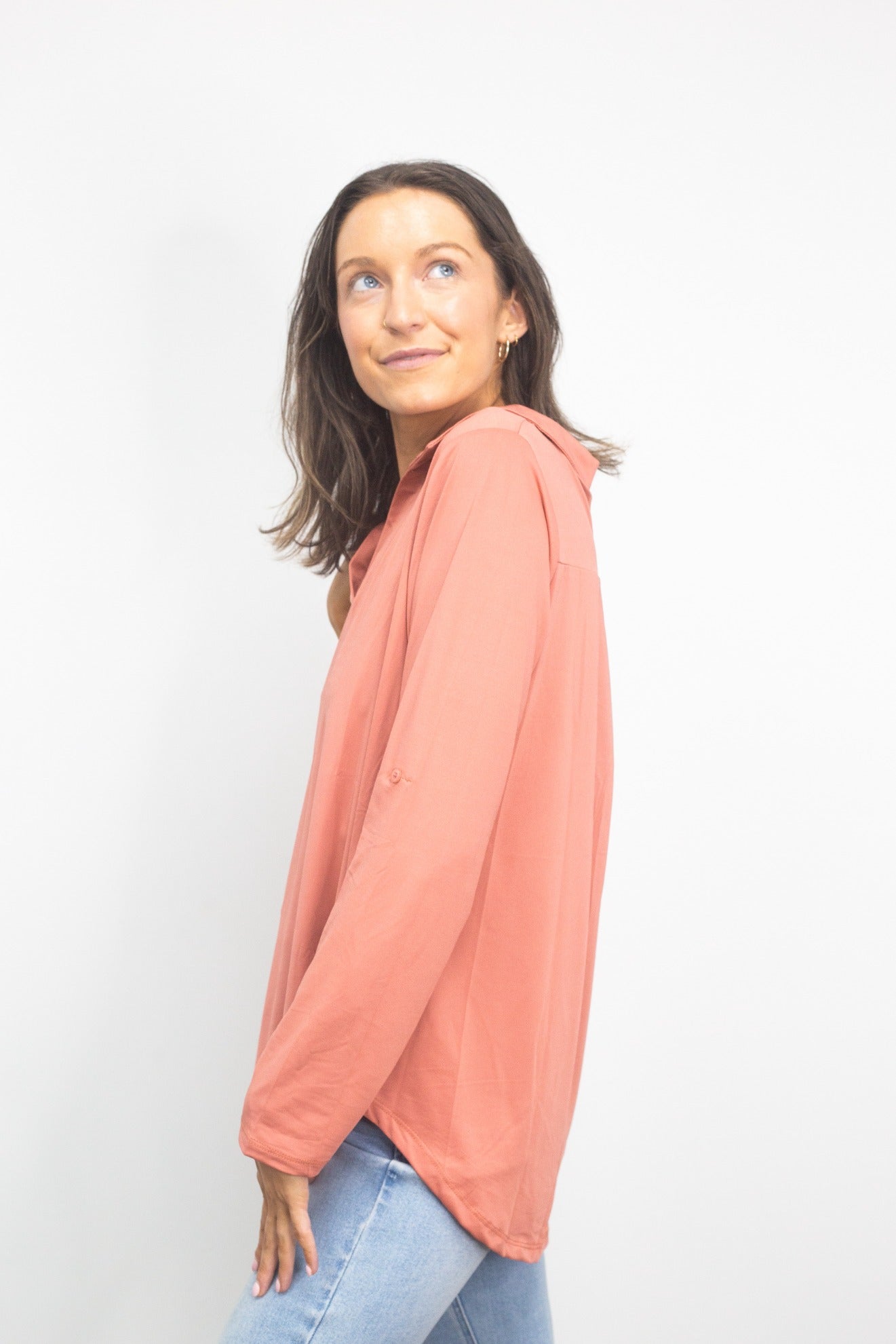 Gemma V-Neck Top, Dark Pink