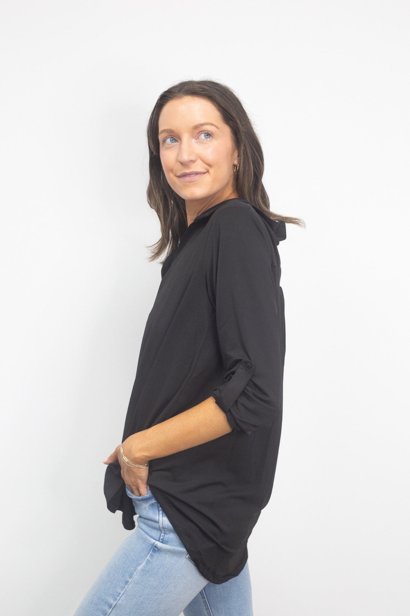 Gemma V-Neck Top, Black