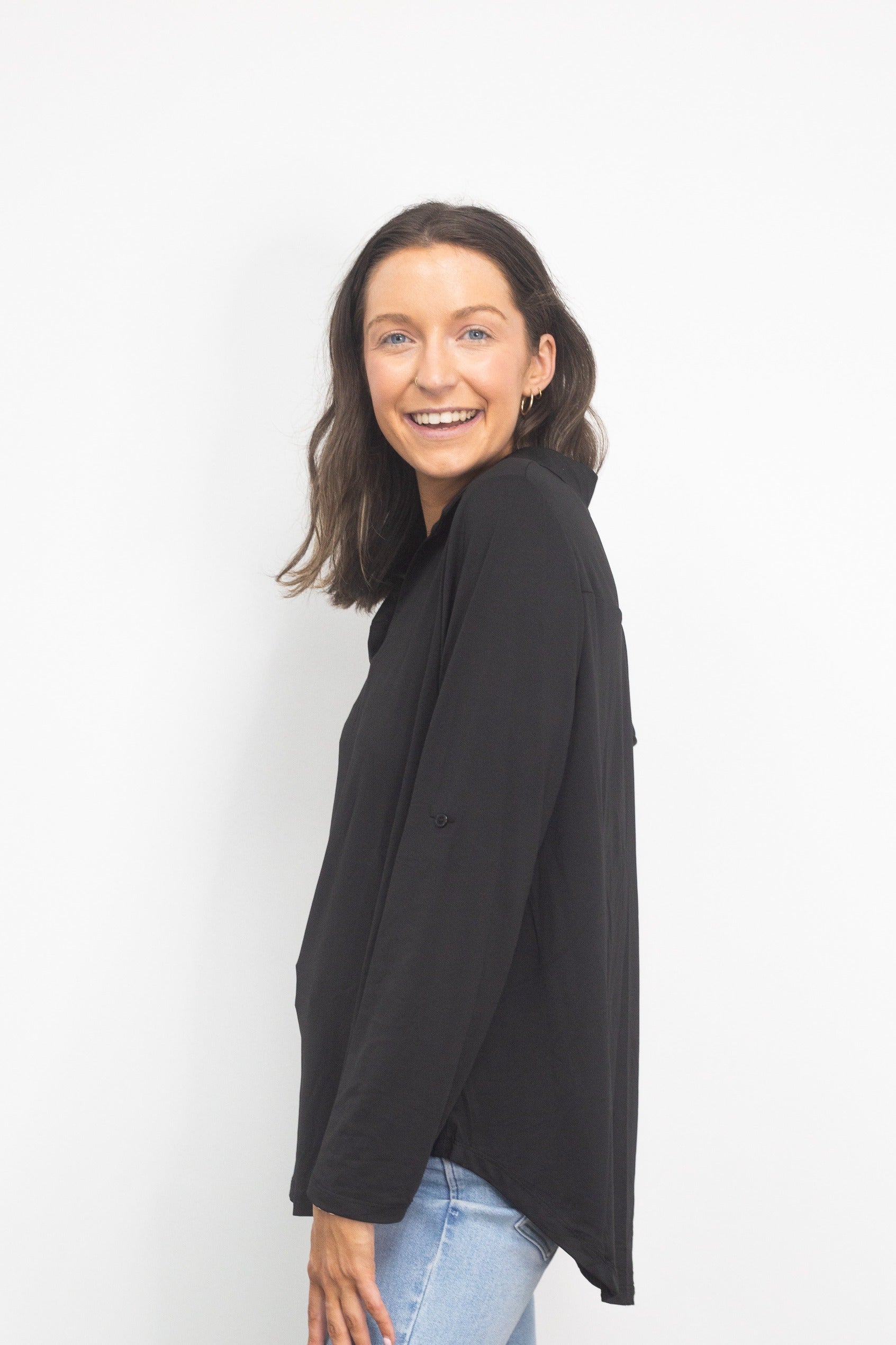 Gemma V-Neck Top, Black